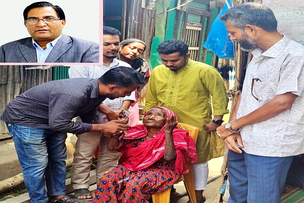 Oplus_131072 কচুয়ায় ১২০ বছরের বৃদ্ধ জায়েদা বেগমের পাশে দাঁড়িয়েছেন রফিকুল ইসলাম রনি